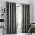 Curtina Oriental Squares Geometric Textured Eyelet Lined Curtains