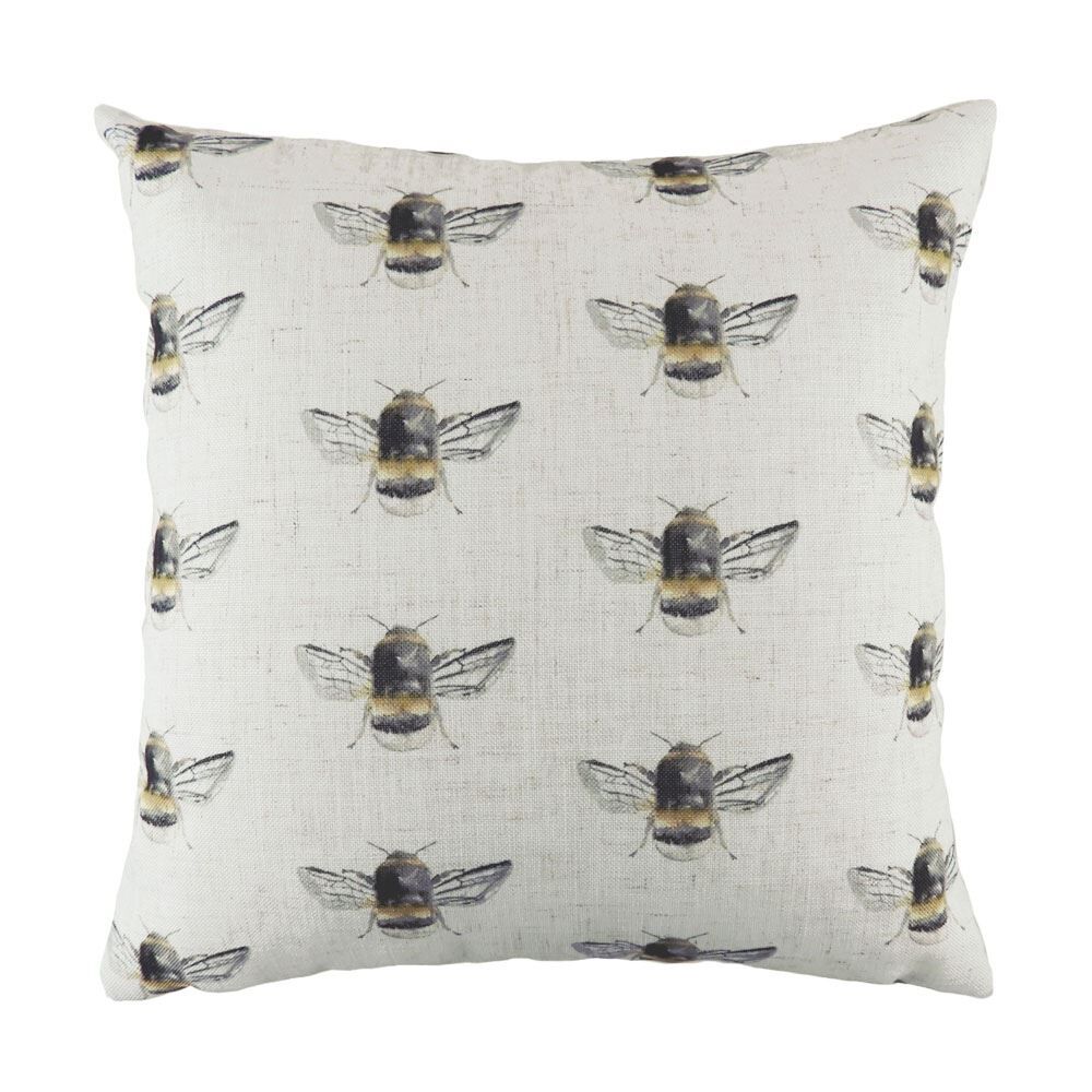 Evans Lichfield Bee Happy Multi Watercolour Print Cushion Cover, White, 43 x 43 Cm