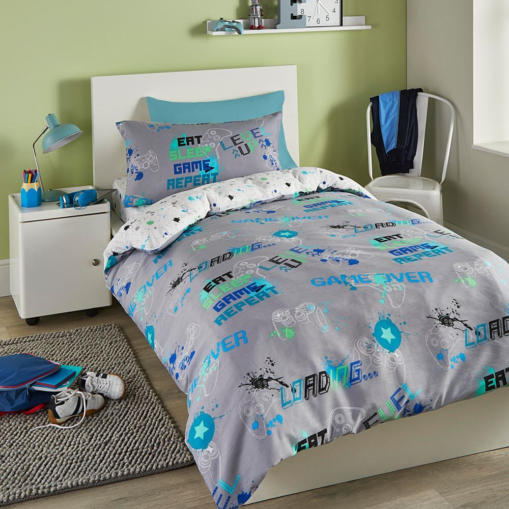 Bedlam Kids Game Glow In The Dark Print Reversible Duvet Cover Set