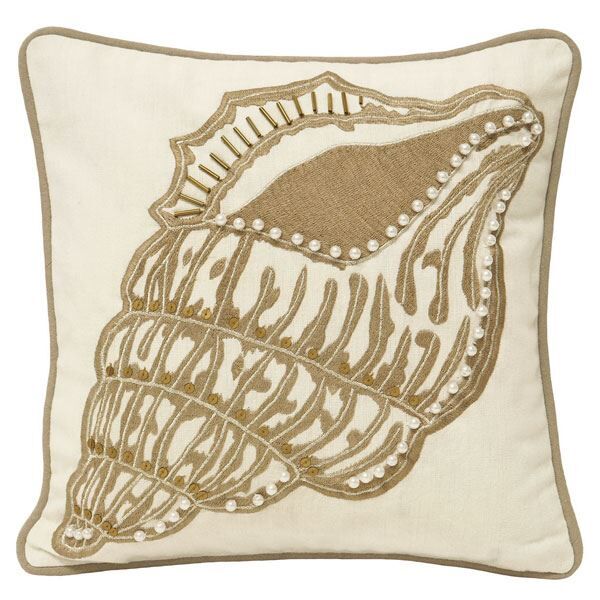 Paoletti Ionia Shell Embellished 100% Cotton Piped Cushion Cover, 30 x 30 Cm
