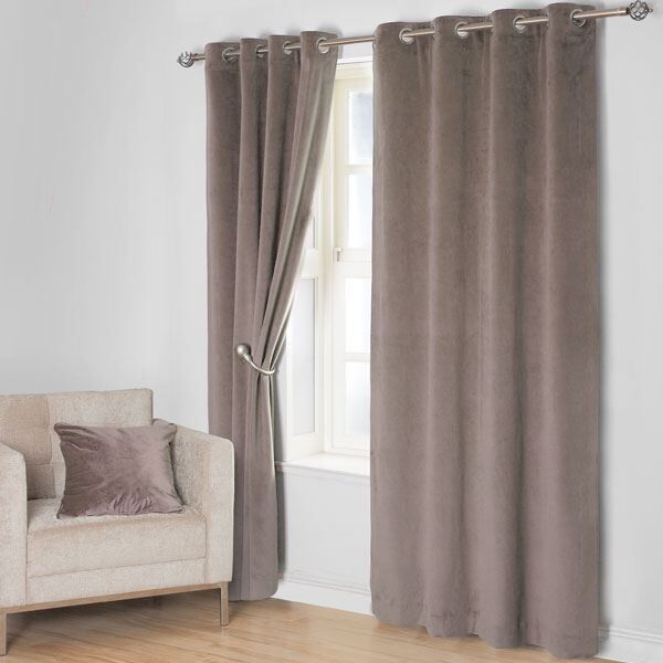 Scatter Box Monte Carlo Velour Lined Eyelet Curtains, Grey, 66 x 90 Inch
