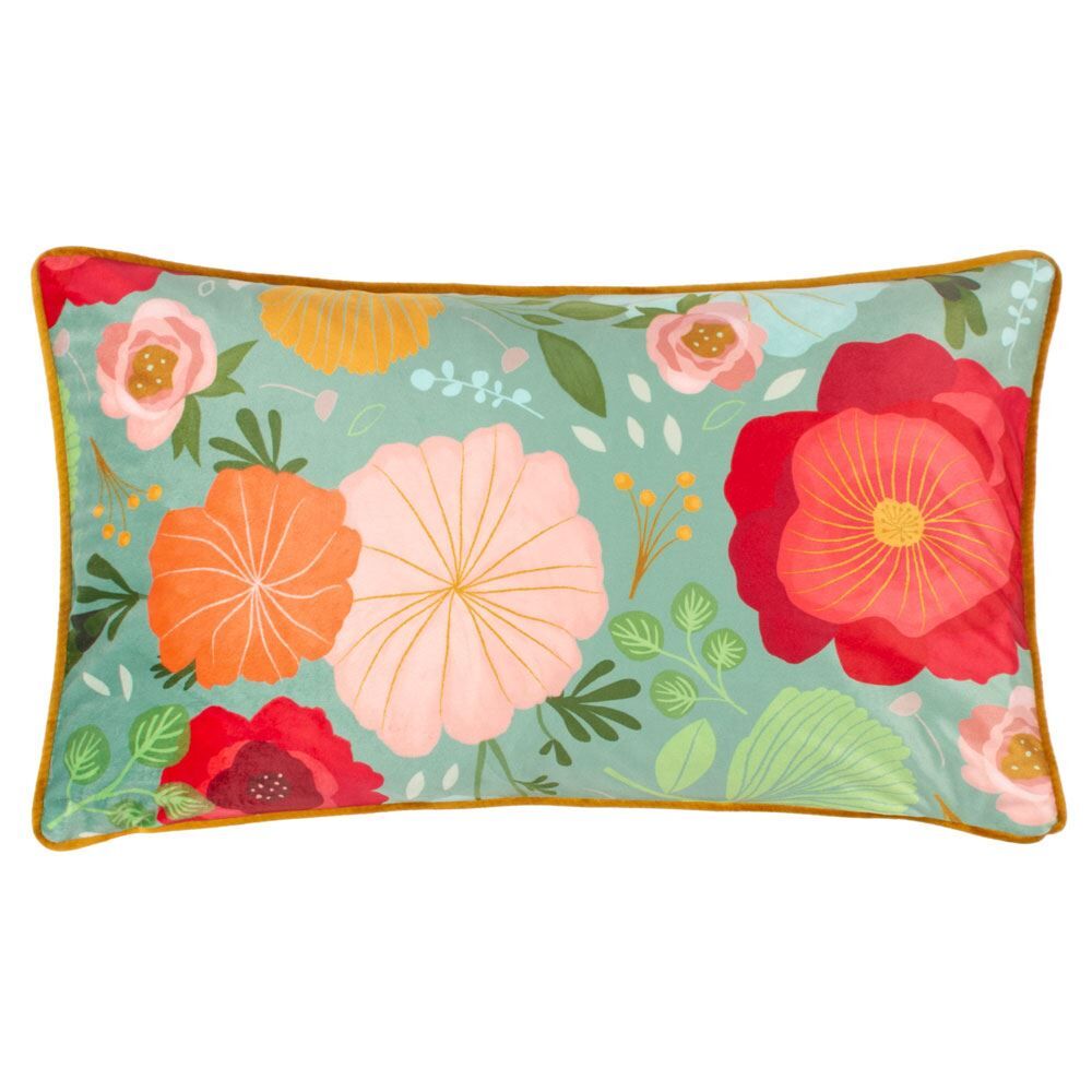 Kate Merritt Floral Botanical Print Piped Edge Cushion Cover, Multi, 30 x 50 Cm
