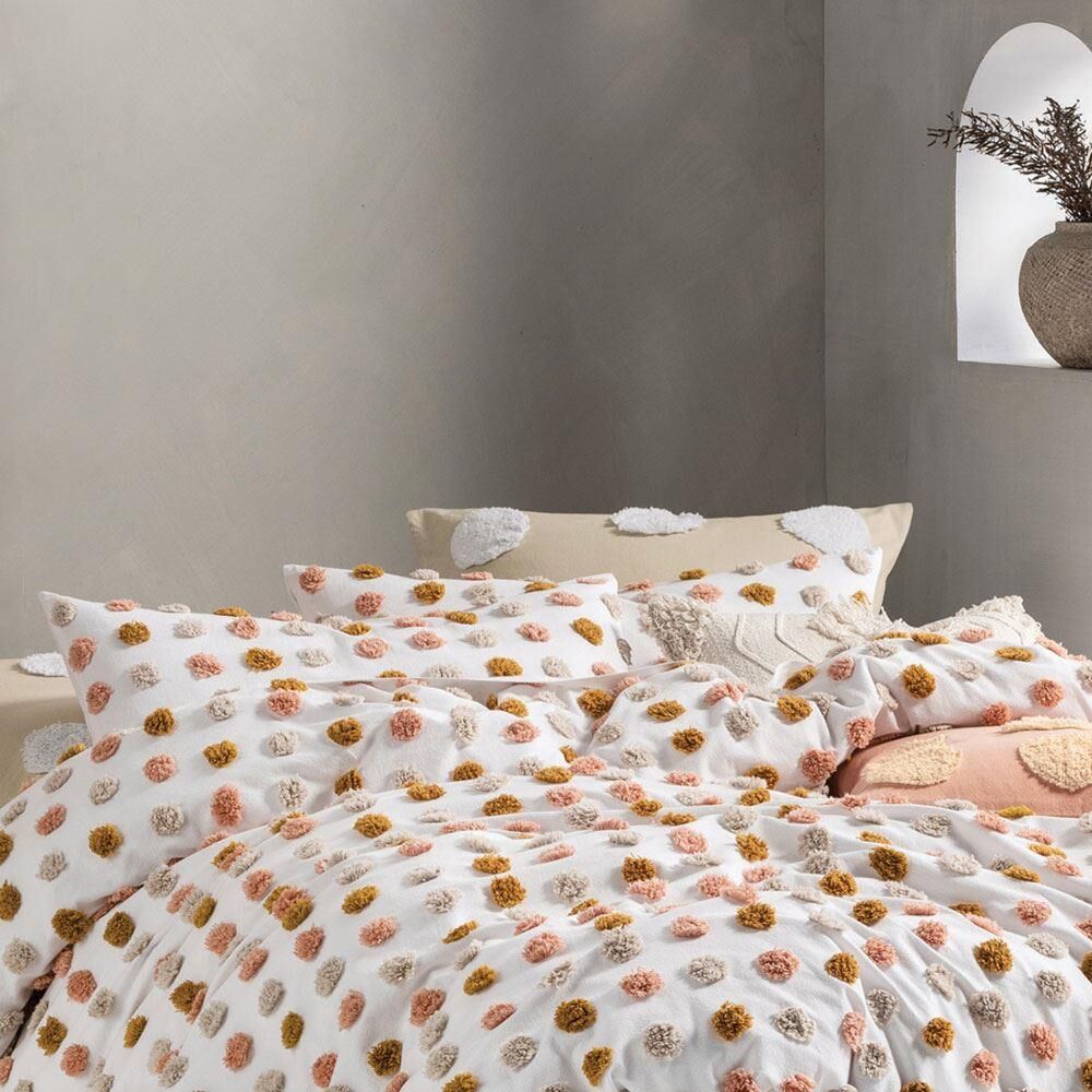 Linen House Haze Tufted Polka Dot 100% Cotton Housewife Pillow Case