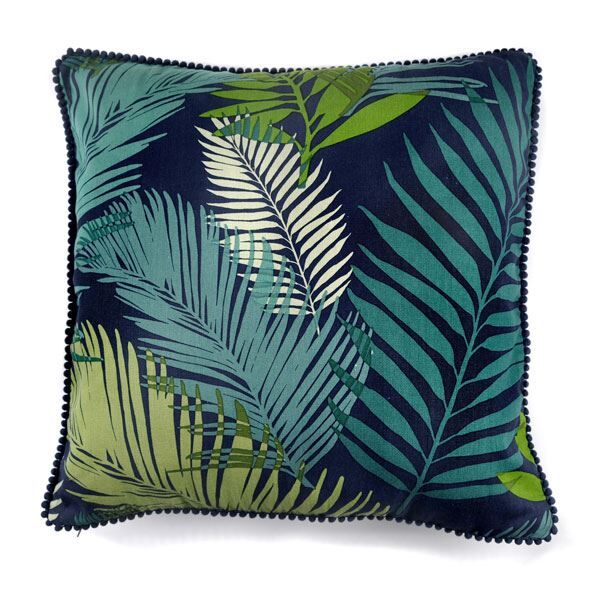 Fusion Tropical Print Pom Pom Cushion Cover, Multi, 43 x 43 Cm