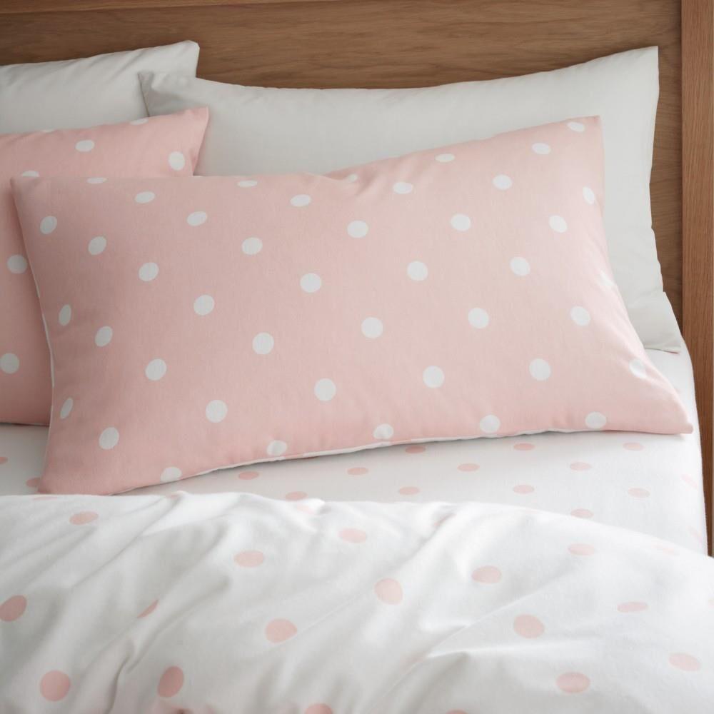 Catherine Lansfield Polka Dot 100% Brushed Cotton Reversible Duvet Cover Set