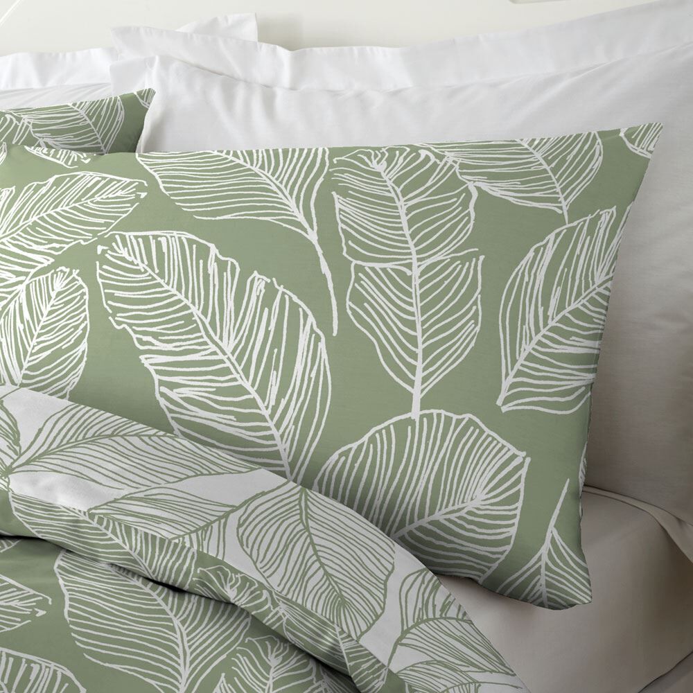 Fusion Matteo Botanical Palm Leaf Print Easy Care Reversible Duvet Cover Set