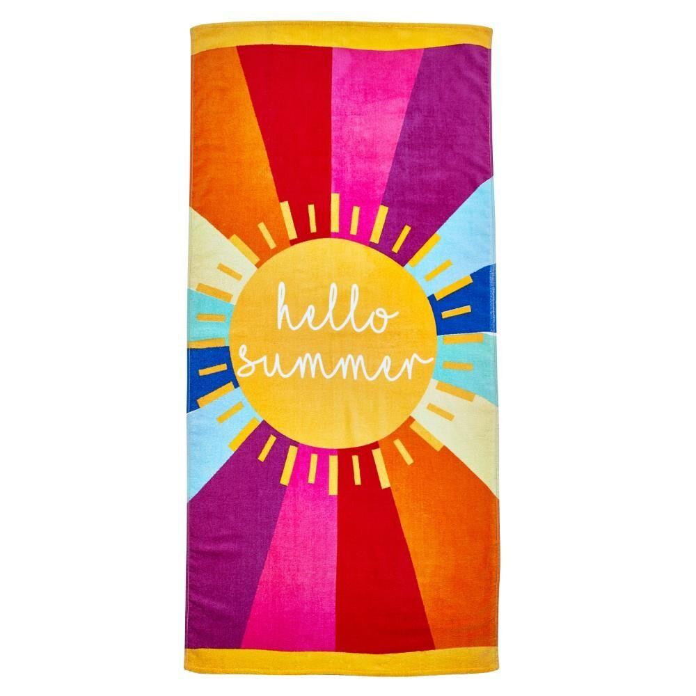 Catherine Lansfield Hello Summer 100% Cotton Beach Towel, Multi