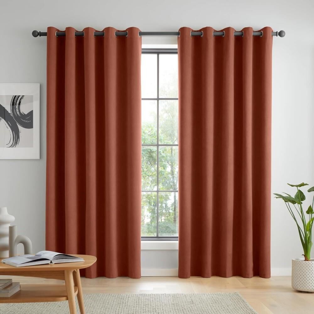 Catherine Lansfield Wilson Velvet Blackout Thermal Eyelet Lined Curtains