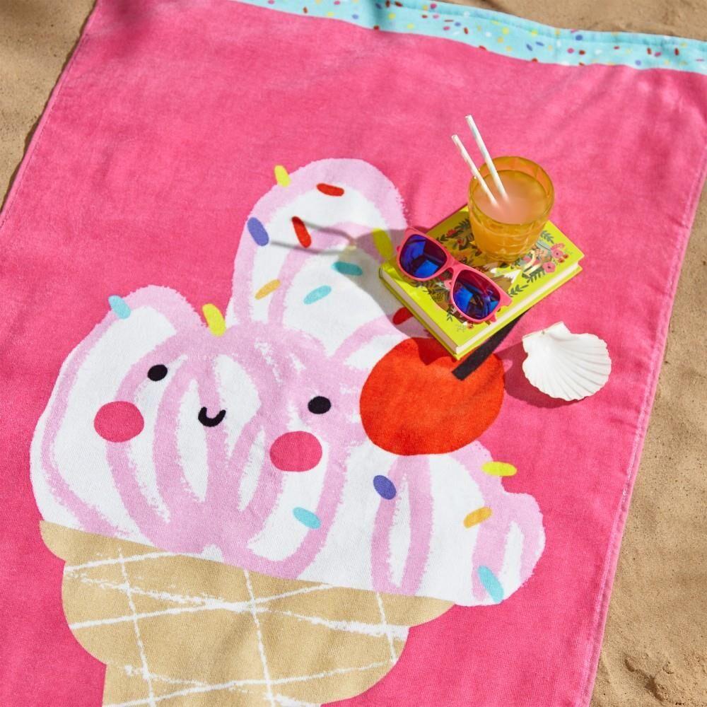 Catherine Lansfield I'm Melting 100% Cotton Beach Towel, Pink