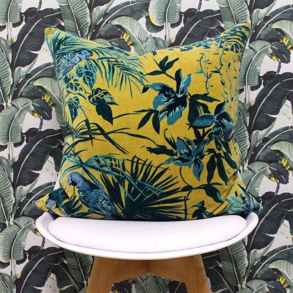 Riva Paoletti Amazon Jungle Faux Velvet Cushion Cover, Teal, 55 x 55 Cm
