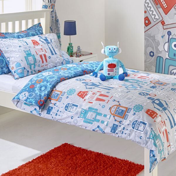 Riva Paoletti Kids Robot Reversible Duvet Cover Set, Blue