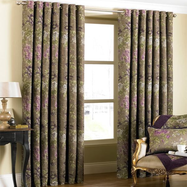 Paoletti Berkshire Floral Chenille Jacquard Woven Lined Eyelet Curtains