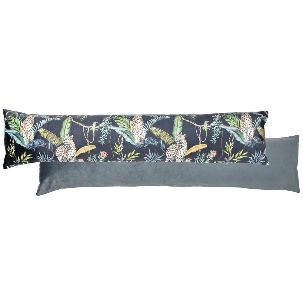 Wylder Tropics Jungle Leopards Print Velvet Draught Excluder Case, Petrol