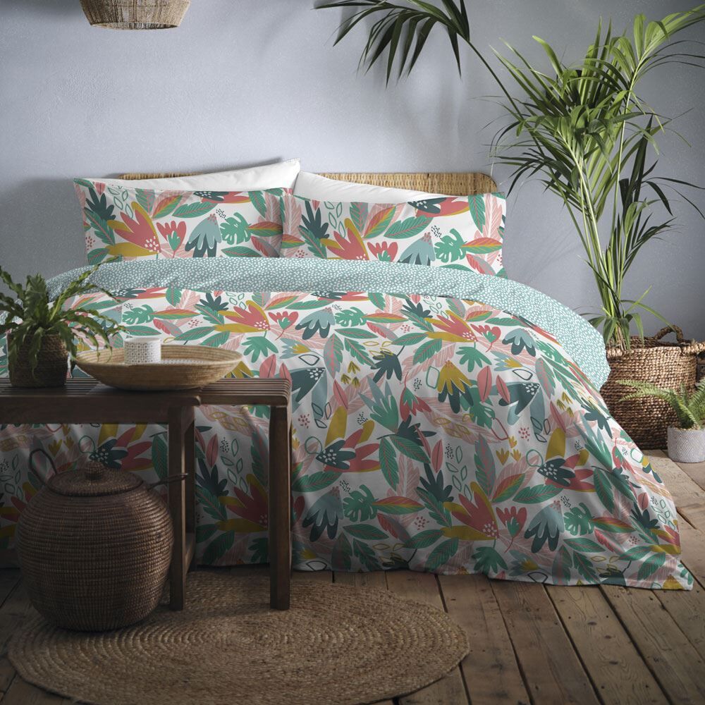 Fusion Rona Floral Print Easy Care Reversible Duvet Cover Set