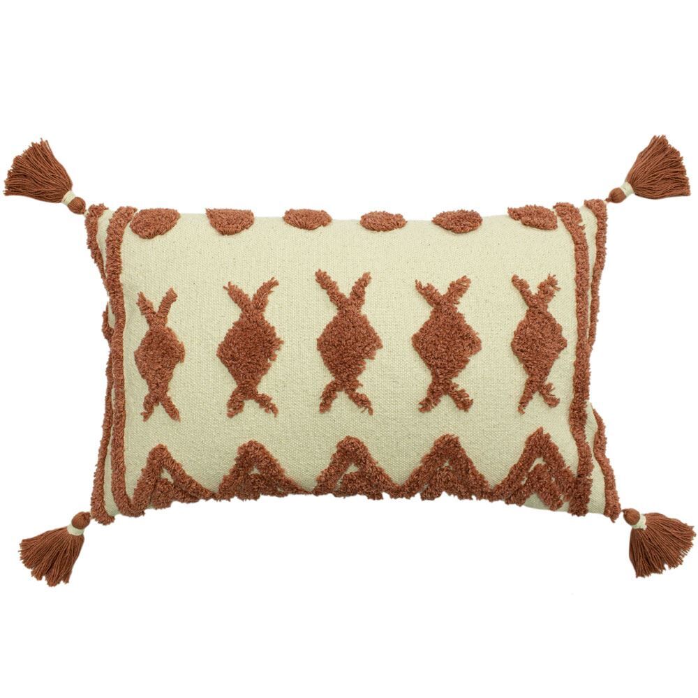 Furn Esme Tufted Textured 100% Cotton Tasselled Cushion Cover