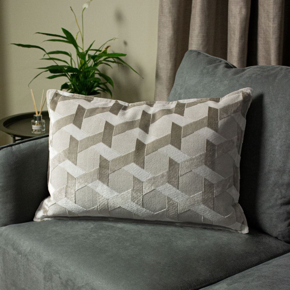 Paoletti Delano Geometric Jacquard Velvet Cushion Cover