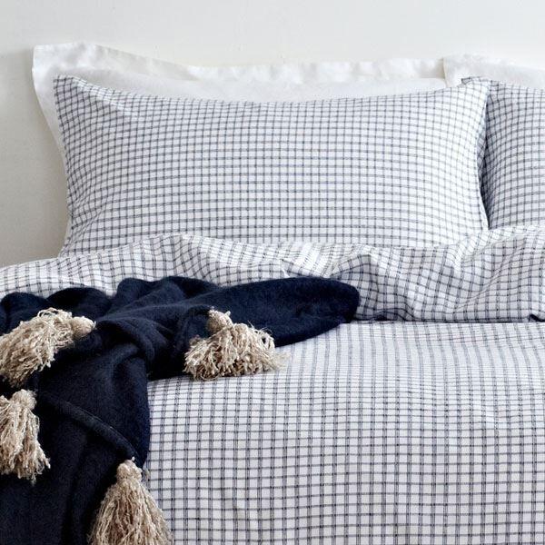 The Linen Yard Signature Hazzy Gingham 100% Cotton Duvet Cover Set