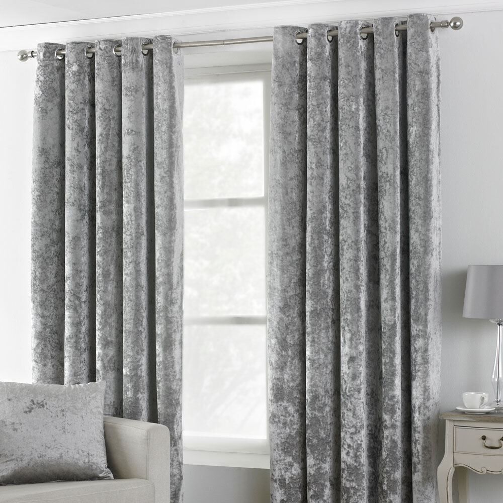 Paoletti Verona Crushed Velvet Lined Eyelet Curtains
