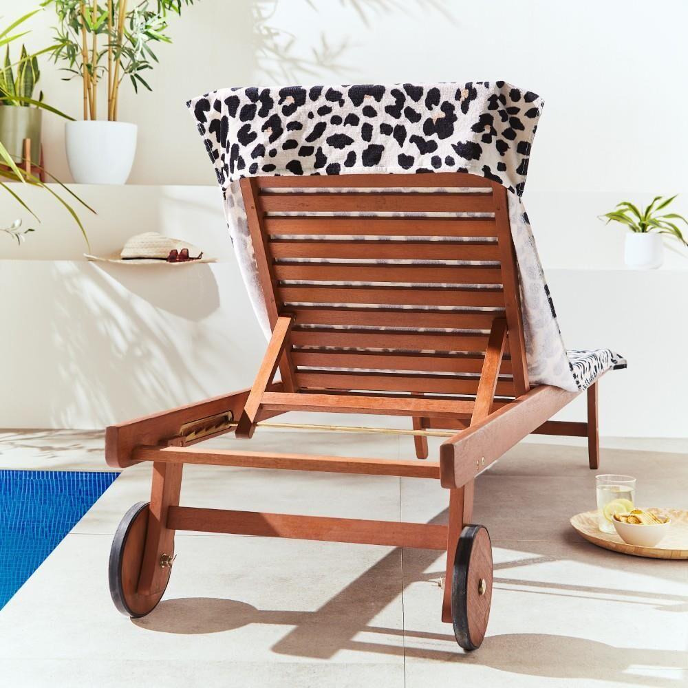 Catherine Lansfield Leopard 100% Cotton Sun Lounger Beach Towel, Natural