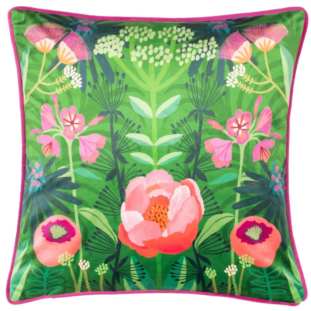 Kate Merritt Spring Blooms Floral Print Piped Edge Cushion Cover, Multi, 43 x 43 Cm