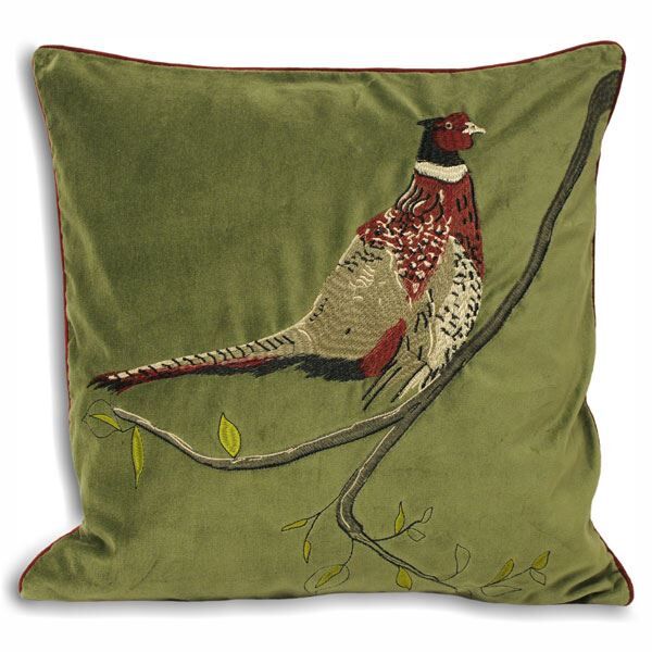 Paoletti Hunter Velvet Pheasant Cushion Cover, 45 x 45 Cm