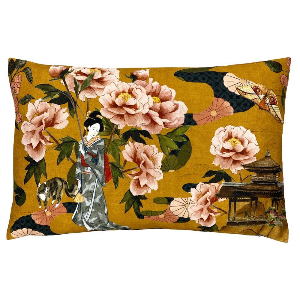 Paoletti Geisha Traditional Japanese Print 100% Cotton Cushion Cover