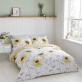 Catherine Lansfield Painted Sun Flowers Floral Easy Care Reversible Duvet Cover Set