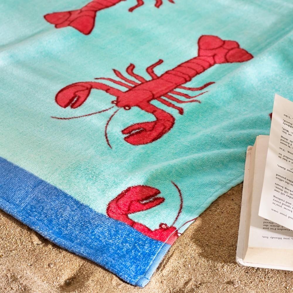 Catherine Lansfield Lobster 100% Cotton Beach Towel, Red