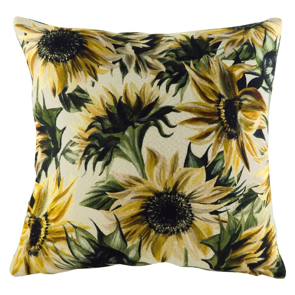 Evans Lichfield Elwood Sunflowers Watercolour Print Cushion Cover, Multi, 43 x 43 Cm