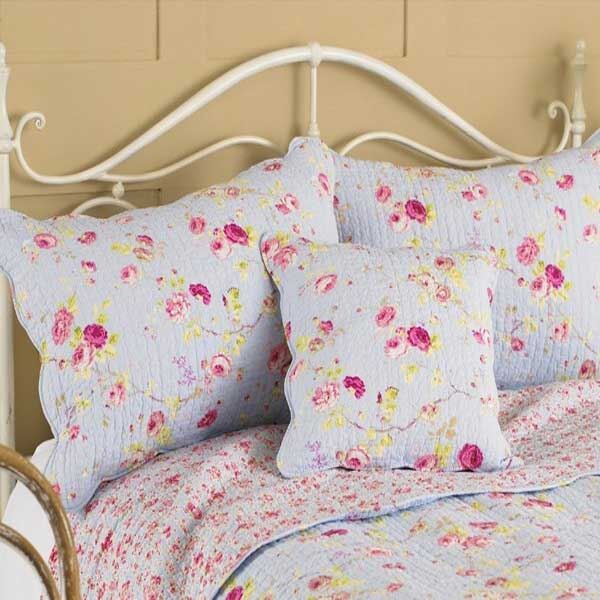 Paoletti Honeypot Lane Floral Woven 100% Cotton Quilted Pillow Sham