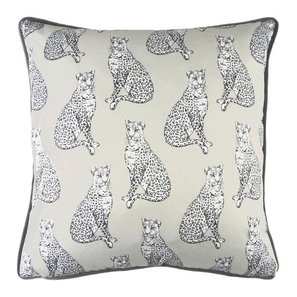 Evans Lichfield Safari Leopard Multi Watercolour Print Piped Cushion Cover, White, 43 x 43 Cm
