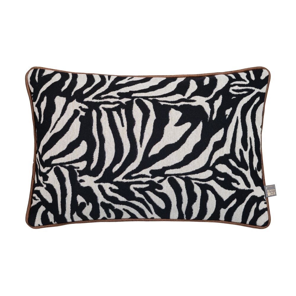 Scatter Box Rey Zebra Print Woven Jacquard Feather Filled Piped Edge Cushion