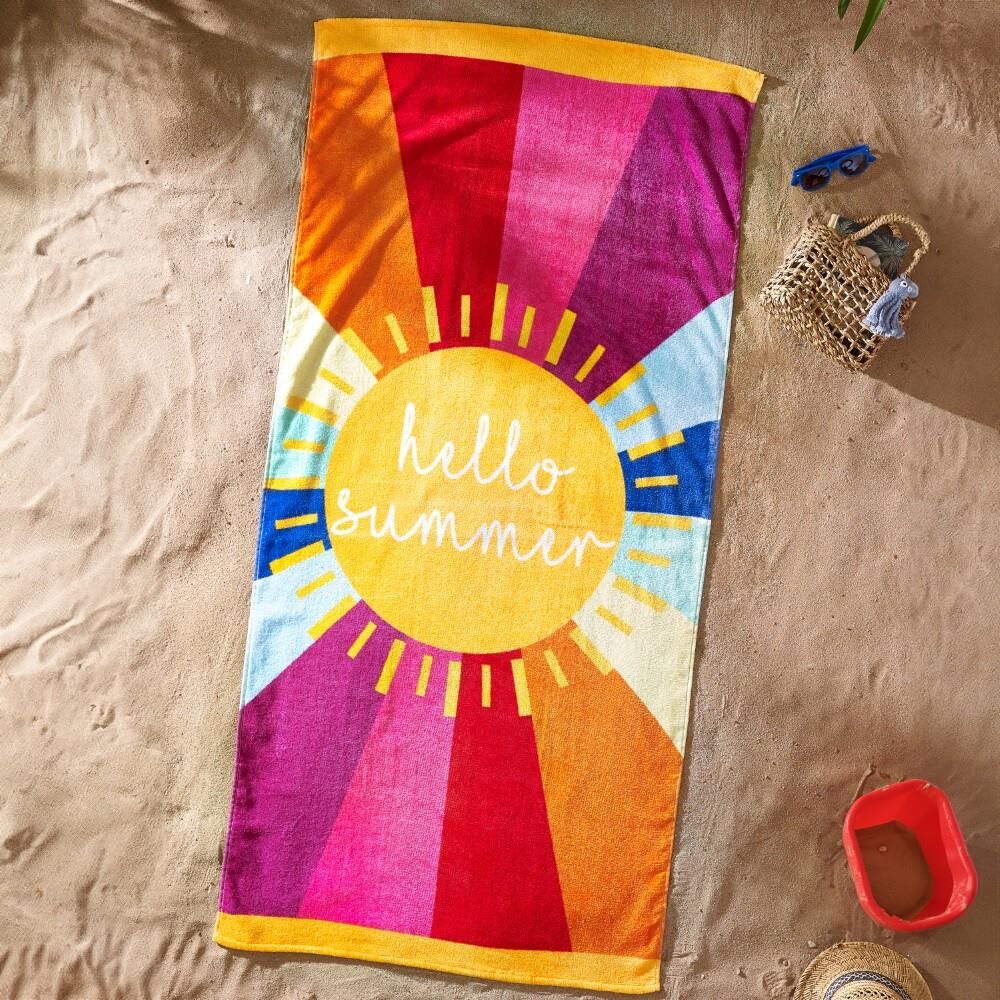 Catherine Lansfield Hello Summer 100% Cotton Beach Towel, Multi