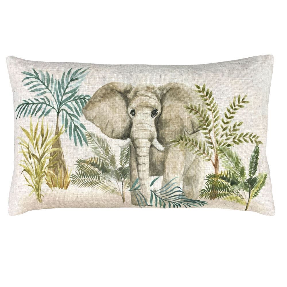 Evans Lichfield Kenya Elephant Print Cushion Cover, Multi, 30 x 50 Cm