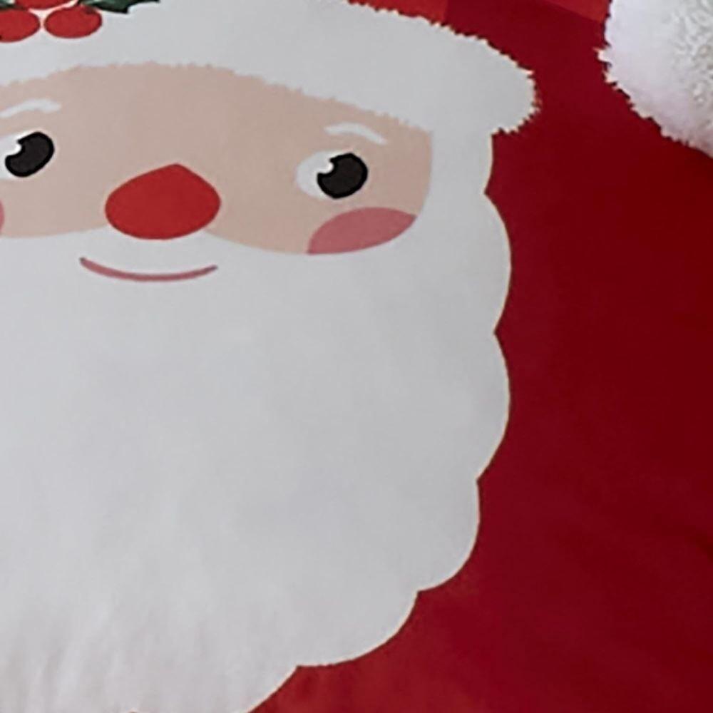 Bedlam Christmas Jolly Santa Fleece Piped Edge Filled Cushion, Red, 43 x 43 Cm