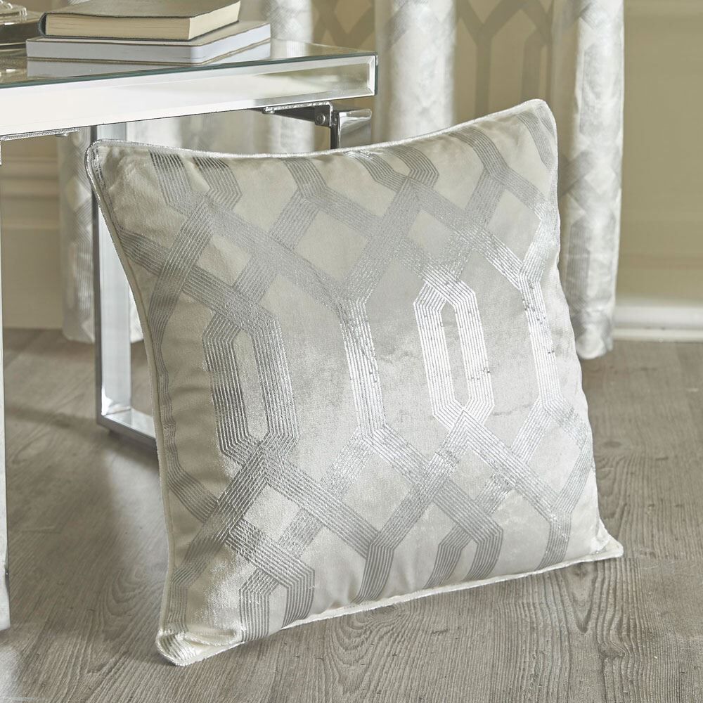 By Caprice Home Claudette Velvet Foil Print Filled Cushion