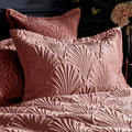 Paoletti Palmeria Embroidered Faux Velvet Quilted Oxford Pillow Case