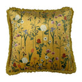 Furn Fleura Botanical Print Fringed Velvet Cushion Cover, Ochre, 50 x 50 Cm