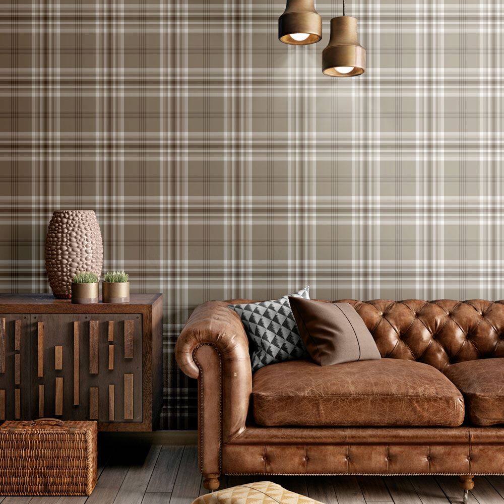 Catherine Lansfield Kelso Check Contemporary Wallpaper