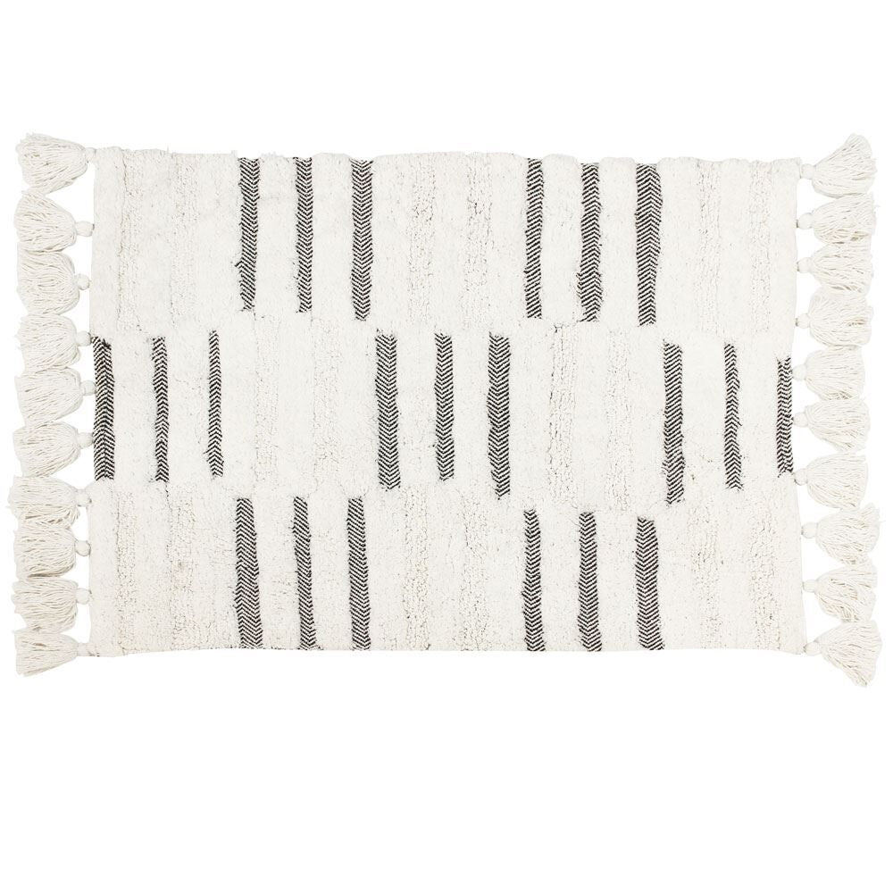The Linen Yard Tasselled Stitch 100% Cotton Bath Mat