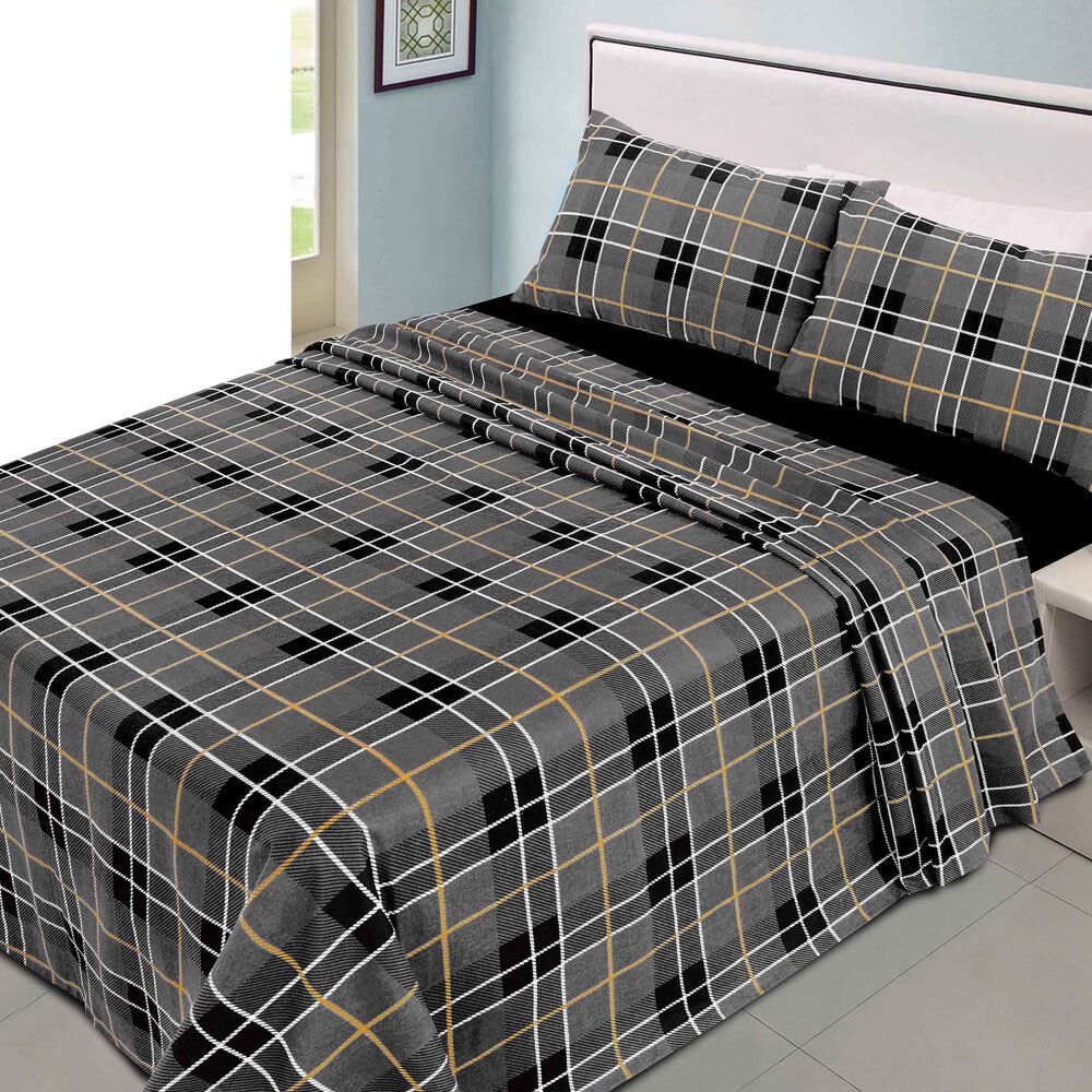 Night Zone Tartan Check Thermal 100% Brushed Cotton Flannelette Sheet Set