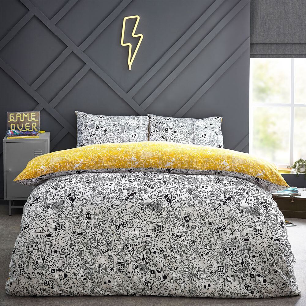 Furn Style Lab Doodle Notebook Print Reversible Duvet Cover Set