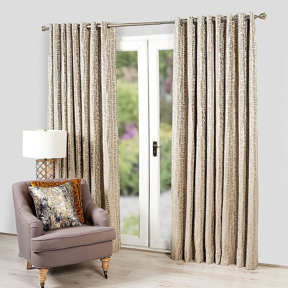 Scatter Box Leon Striped Woven Jacquard Lined Eyelet Curtains