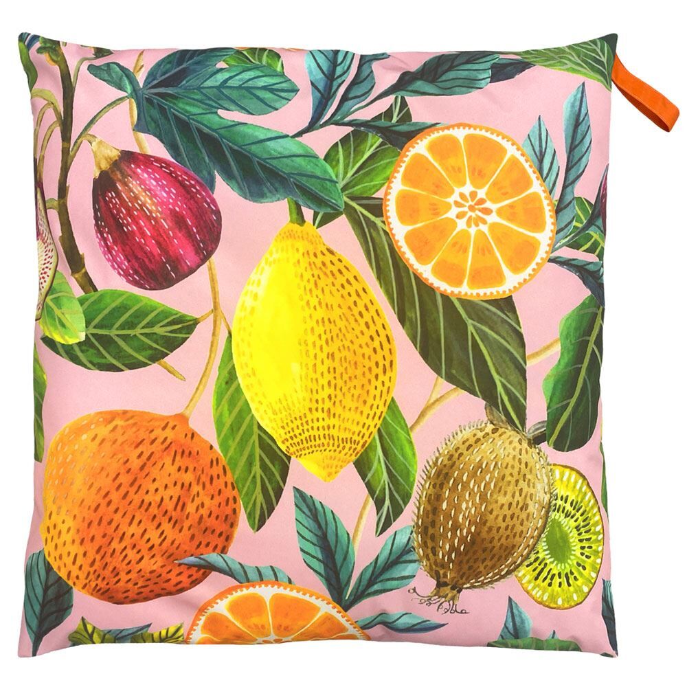 Evans Lichfield Citrus Print Outdoor Floor Cushion Cover, Multi, 70 x 70 Cm