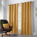 Alan Symonds Velvet Chenille Block Out Eyelet Curtains, Ochre, 56 x 72 Inch