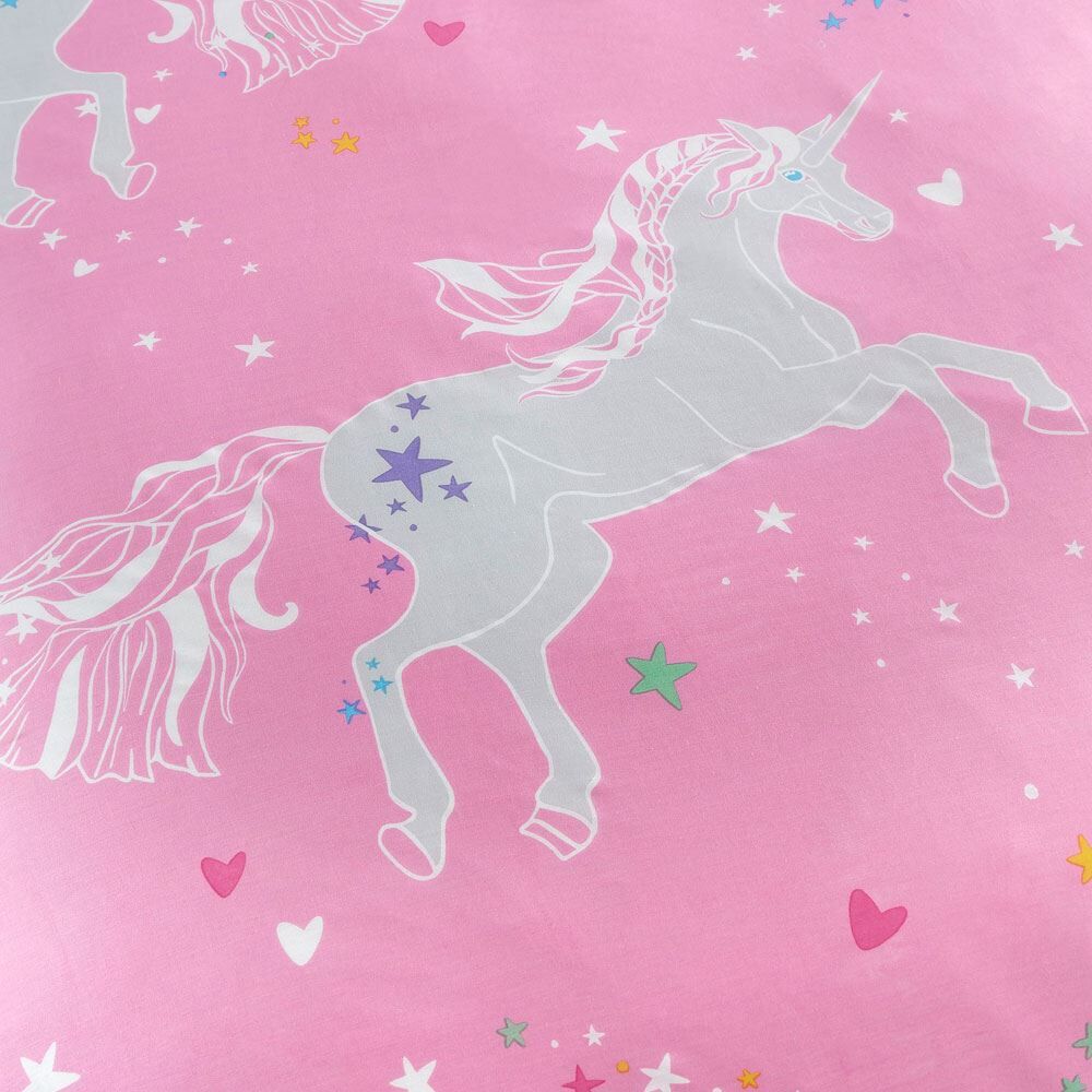 Bedlam Kids Unicorn Glow In The Dark Print Reversible Duvet Cover Set
