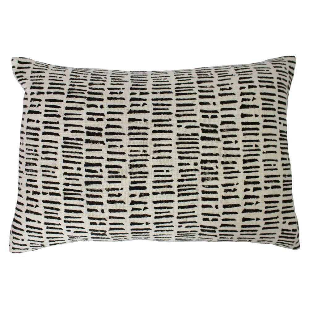 Riva Home Adara Brush Strokes 100% Cotton Cushion Cover, Cotton, Ivory/Black, 40 x 60 Cm