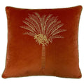 Furn Desert Palm Embroidered Velvet Piped Cushion Cover