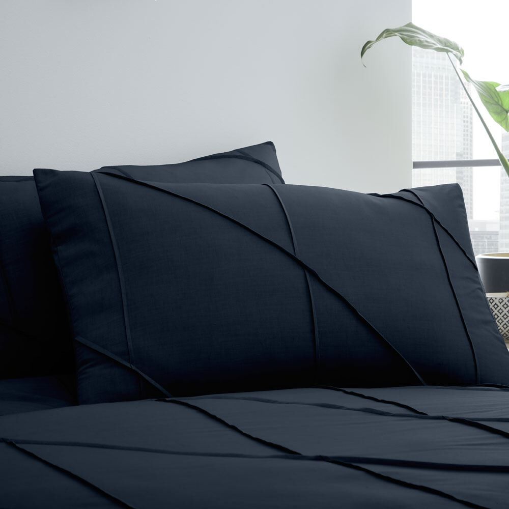 Serene Dart Pleated Rhombus Easy Care Duvet Cover Set