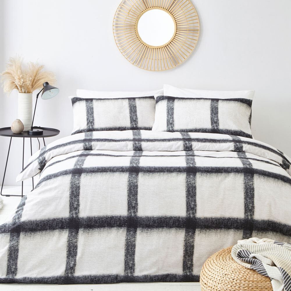 The Linen Yard Mohair Check 100% Brushed Cotton Duvet Cover Set